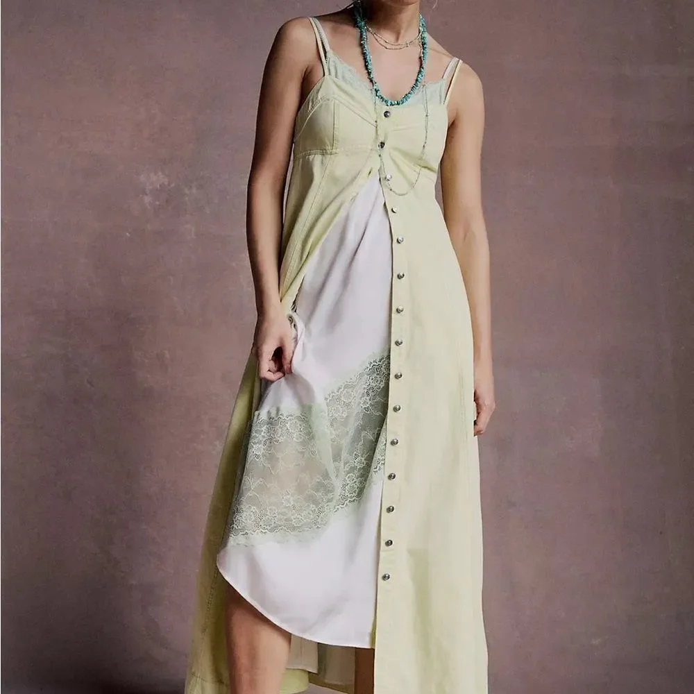 FREE PEOPLE Just Jill Yellow Dress NWT XS